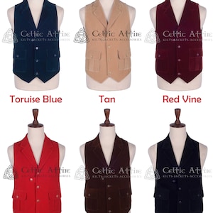 Velvet Waistcoat - Velveteen 4 Buttons Fashion Vest - 100% Wool Custom Made Wedding Vests - Kilt Waistcoat - Christmas Gift