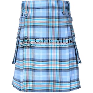 Princess Tartan Utility Kilt - Scottish Highlander 16 Oz Modern Cargo Pockets Kilt for Men - Tactical Hunting Camping Sport Kilt