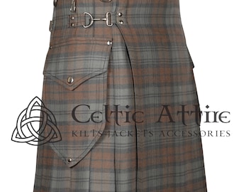 Made to Order - Scottish Tartan Utility Cargo Pockets Kilts for Men - 13 Oz Fabric - 60 Tartan Choices