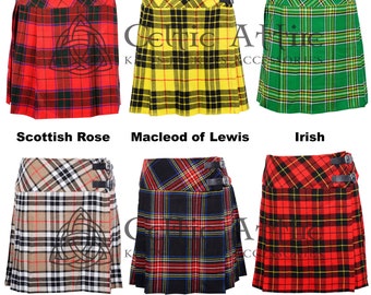 Highland Games Sport Skirt for Women - Scottish Tartan Mini Skirt - Classic Pleated Tartan Skirt for Women - Custom Made - 60 Tartan Choices