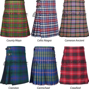 Kilt in tartan scozzese della serie C da 8 iarde - Kilt tradizionale Highlander da uomo - Kilt in tartan da 16 once - 60 colori - Kilt personalizzato di qualità premium