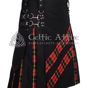 Kilt utilitaire hybride en coton noir - Kilt tartan écossais pour homme - sur mesure 70 couleurs du clan