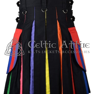 Cotton Utility Kilt - LGBTQ Pride Colors Hybrid Kilt - LGBT Gift Idea - Kilted Skirt