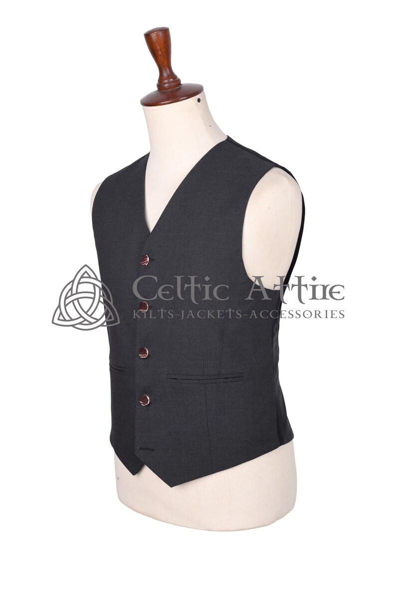 Charcoal Gray Barathea Wool Argyll Scottish Jacket and Waistcoat - Made to Measure - by Celtic Attire