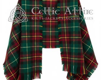 Tartan Scottish Stole - A-L Tartans - Homespun Wool Blend - Tartan Winter Shawl Size 24 x 72