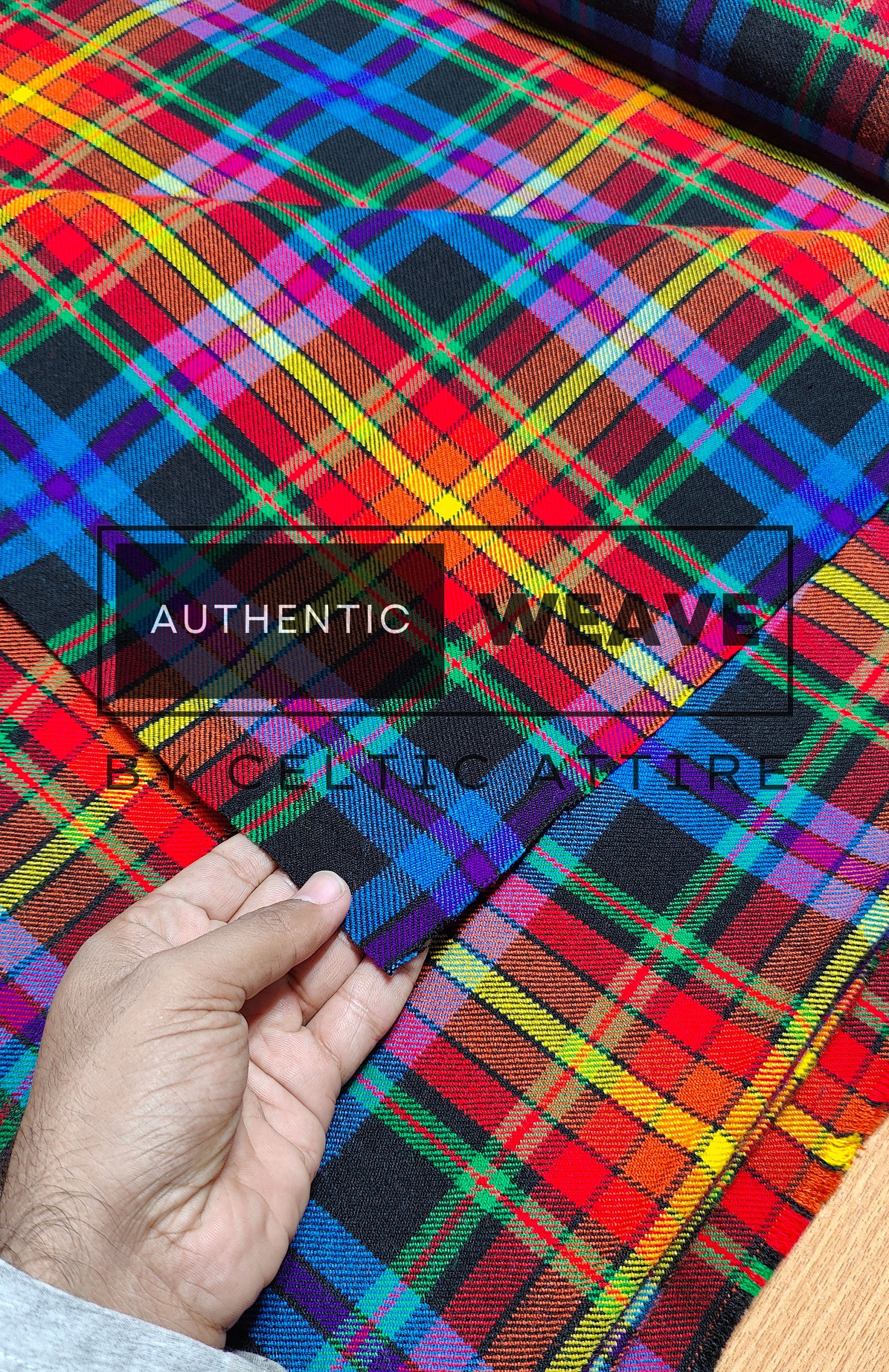 LGBTQ Pride Tartan Fabric - 16 Oz Acrylic Scottish Tartan - Machine Washable - Running Yards - 54 Inches Width - Upholstery Fabric