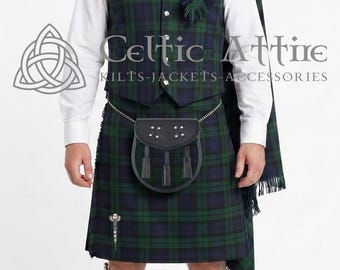 8 Yard Scottish Kilt Package – Tartan Kilt and 10 Accessories - 70 Colors - Custom Made
