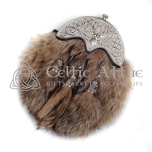Silver Chrome Stag Head Cantle - Scottish Full Dress Sporran with Belt & Strap - Premium Handmade Leather KILT SPORRAN