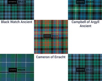 Ancient Colors Scottish Clans Tartan Fabrics - 16 Oz Heavy Acrylic 52 Inches Wide Running Yards - Home Weaved