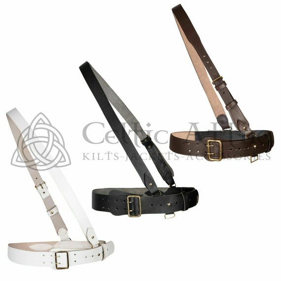 Sam Browne Leather Belt and Shoulder Strap Custom Made 3 Colors Real Leather Etsy Canada