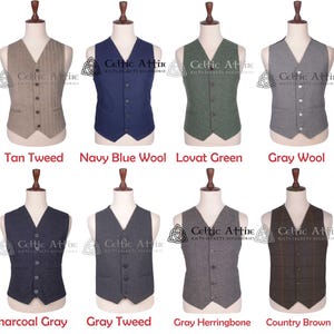 Tweed Waistcoat - Scottish Herringbone 5 Buttons Argyll Vest - 100% Wool Custom Made Highlander Vests - Kilt Waistcoat - Peaky Blinders Vest