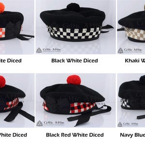 Premium - Made to Order - Scottish Balmoral Hat - Kilt Hat - with diced band