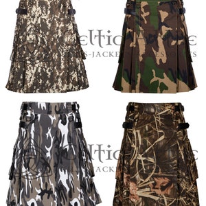 Cotton Utility Kilt - Men&#39;s Tactical Scottish Kilt - Military Camo Kilt - Hunting Hiking Kilt