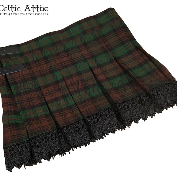 Short Length BOX Pleated Tartan Scottish Girls KILTED Fashion SKIRT