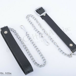 Black Leathe Silver Chain Straps for Sporran