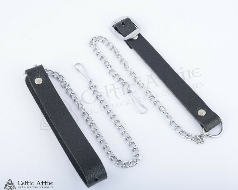 Saltire Flag Celtic Sporran Black Leather Sporran Day Sporran Scottish Kilt Sporran /& Chain Belt Premium Handmade