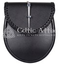 New Hand Engraved Black Leather Scottish KILT SPORRAN and Belt - Celtic Sporran - Day Sporran product logo