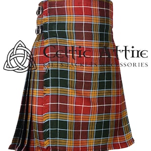 Buchanan Ancient Tartan 8 Yard Scottish Kilt for Men - 16 Oz Home Spun Wool Blend - Custom Made - Traditional Highlander Kilt