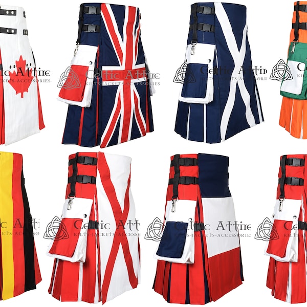 Cotton Utility Kilt - Made to Order - Scottish Kilt for Men - Country Flag Kilts