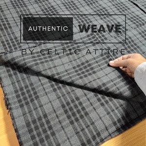 Gray Watch Tartan Fabric - 16 Oz Acrylic Scottish Tartan - Machine Washable - Running Yards - 54 Inches Width - Upholstery Fabric