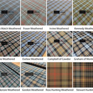 Weathered Shades Scottish Tartan Fabrics - Running Yards - 100% Acrylic - 16 Oz Medium Weight - Home Spun Tartan - Upholstery Craft Fabric