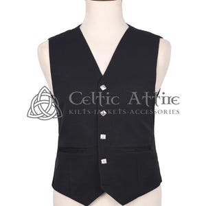 Black Barathea Wool Argyll Scottish Jacket and Waistcoat - Made to Measure - by Celtic Attire