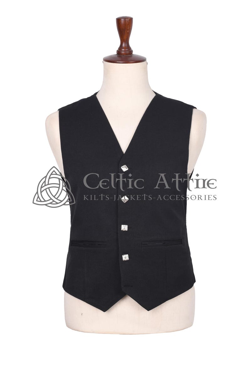 Black Barathea Wool Argyll Scottish Jacket and Waistcoat - Made to Measure - by Celtic Attire