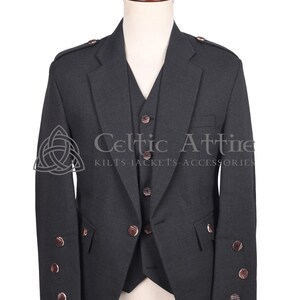Charcoal Gray Barathea Wool Argyll Scottish Jacket and Waistcoat - Made to Measure - by Celtic Attire