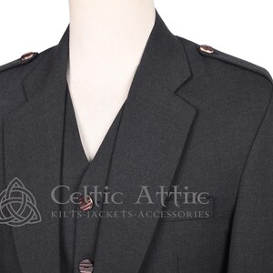 Charcoal Gray Barathea Wool Argyll Scottish Jacket and Waistcoat - Made to Measure - by Celtic Attire