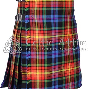 LGBTQ Pride Tartan 8 Yard Kilt scozzese - Kilt da parata - Kilt sportivo leggero - Kilt dei festival rinascimentali - Kilt dei giochi delle Highland