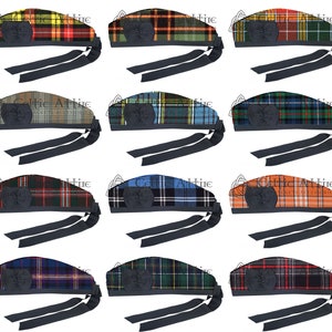 Scottish Glengarry Hat - Highlander Military Bonnet Cap - Tartan Kilt Hat - Handmade Premium Bagpiper Cap - 60 Clan tartan Choices