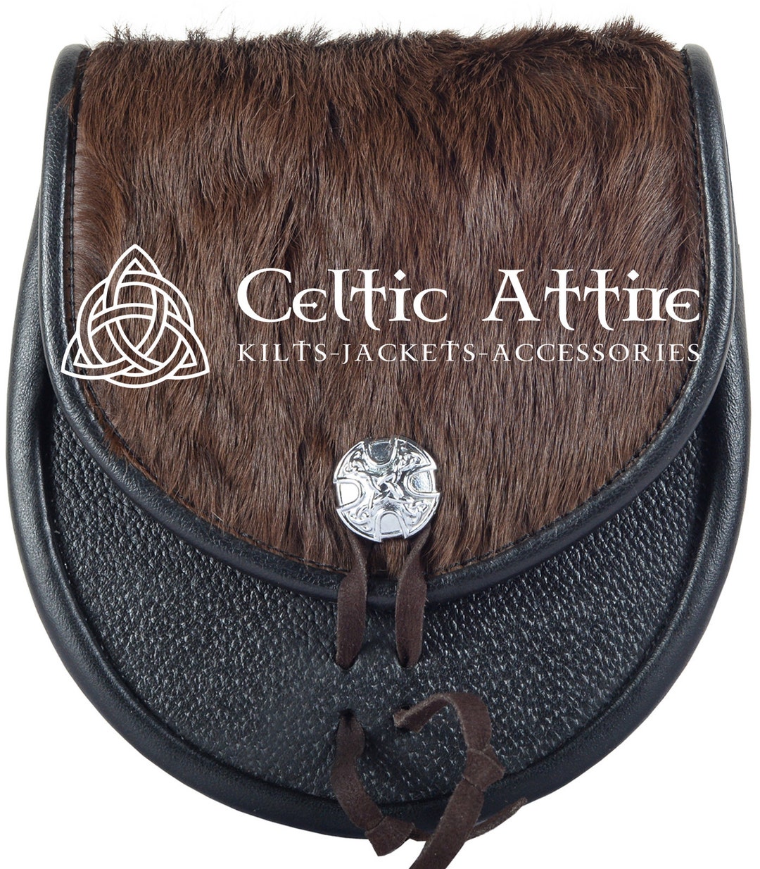 Nuevo Diseño Celta Cuero Negro Sporran Con S/cadena Kilt & Belt Bagpipe