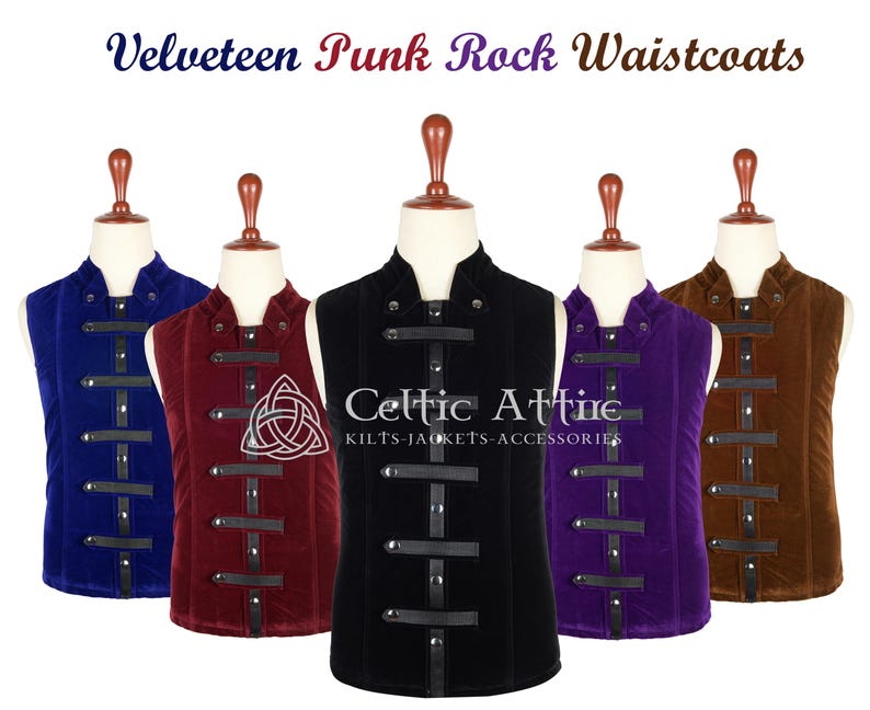 Men's Velvet Waistcoat - Victorian Style Wedding Vest - Custom Made Gothic Steampunk Waistcoat - Dark Academia Groomsmen Attire