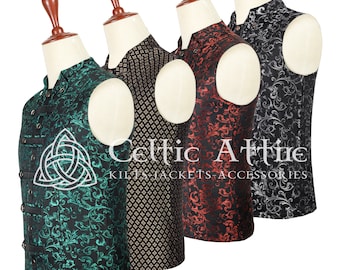 Premium Men's Victorian Fashion - Steampunk Brocade Fabric Waistcoat - Gothic Vest - Paisley Waistcoat