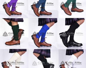 Skotska kiltstrumpor - Kiltstrumpor - Finns i vitt - cremefärgat - svart - Storlek S till 2XL - Mjukt akrylmaterial