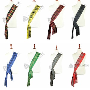 Scottish Tartan Sash for Women Size 90 x 12 - Premium Handmade Tartan Scarf - Available in 60 Tartan Colors - Hand Fringed