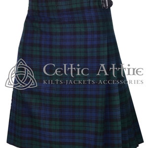Black Watch Tartan 8 Yard Schotse Kilt voor mannen - Op bestelling gemaakt - Highlander Traditionele Kilt - 16 Oz Home Gesponnen Wol Blend