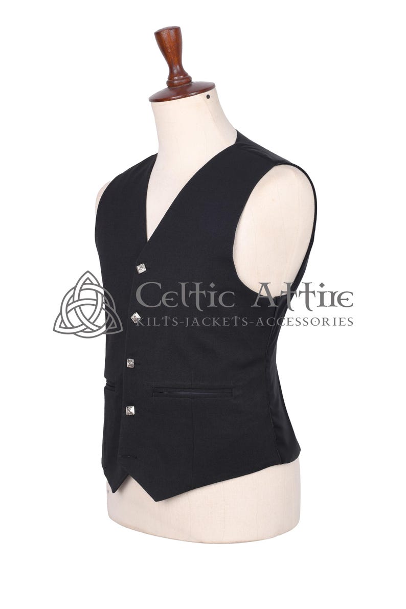 Black Barathea Wool Argyll Scottish Jacket and Waistcoat - Made to Measure - by Celtic Attire