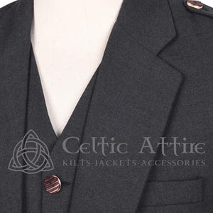Charcoal Gray Barathea Wool Argyll Scottish Jacket and Waistcoat - Made to Measure - by Celtic Attire