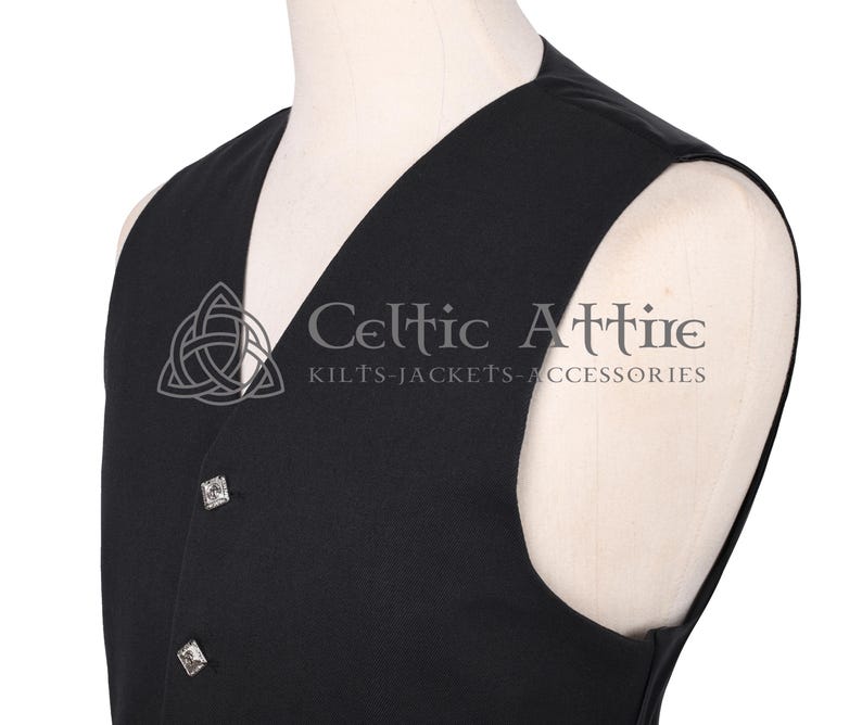 Black Barathea Wool Argyll Scottish Jacket and Waistcoat - Made to Measure - by Celtic Attire