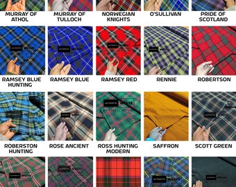 Scottish Tartan Fabric - Running Yards - 16 Oz Weight 54 Inches Width - 160 Colors - Largest Tartan Collection - Tartan S to Z