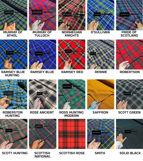 Scottish Tartan Fabric - Running Yards - 16 Oz Weight 54 Inches
