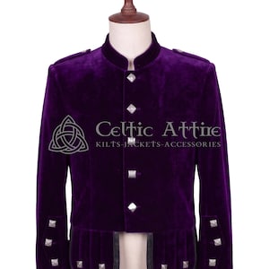 Chaqueta tipo jubón de terciopelo Kenmore - Hecha a medida - Negro, azul marino, verde y morado