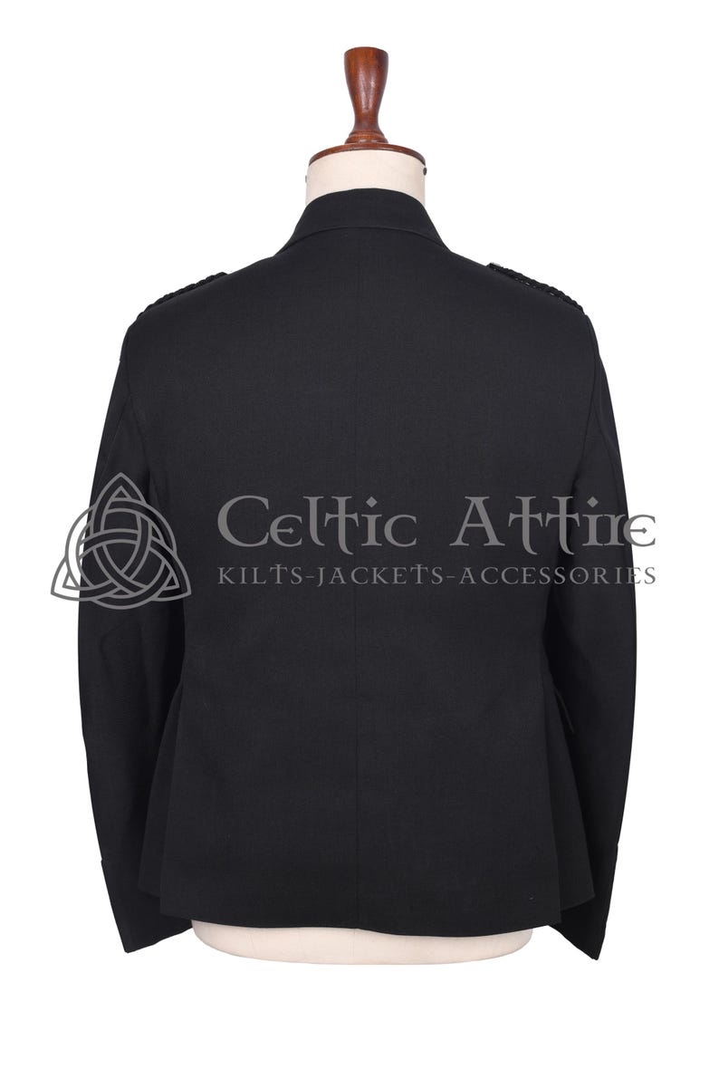 Black Barathea Wool Argyll Scottish Jacket and Waistcoat - Made to Measure - by Celtic Attire