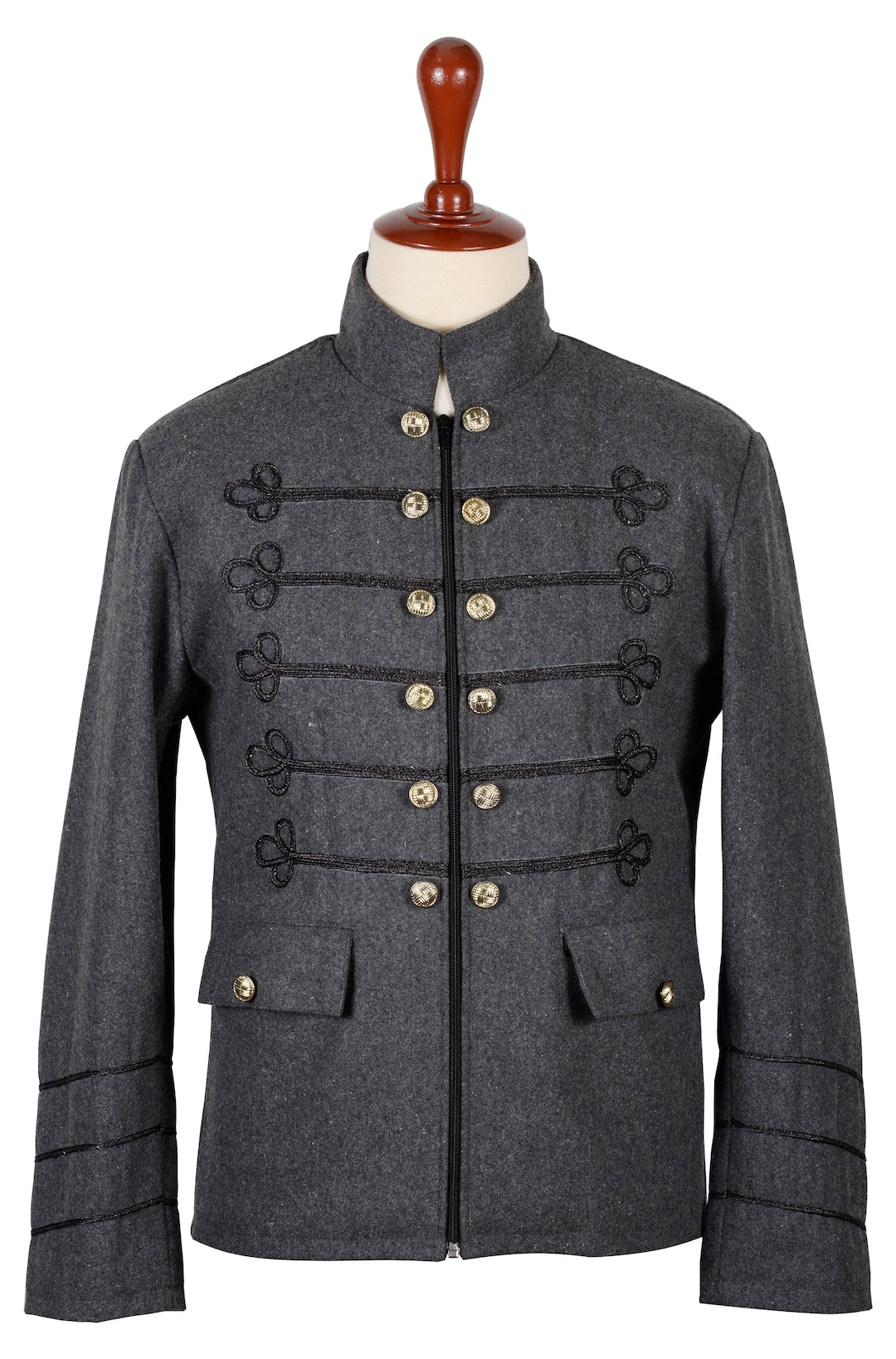 napoleon army jacket【NOT CONVENTIONAL】 MILITARY NAPOLEON JACKET IN BLACK WITH MATCHING BRAIDING AND
