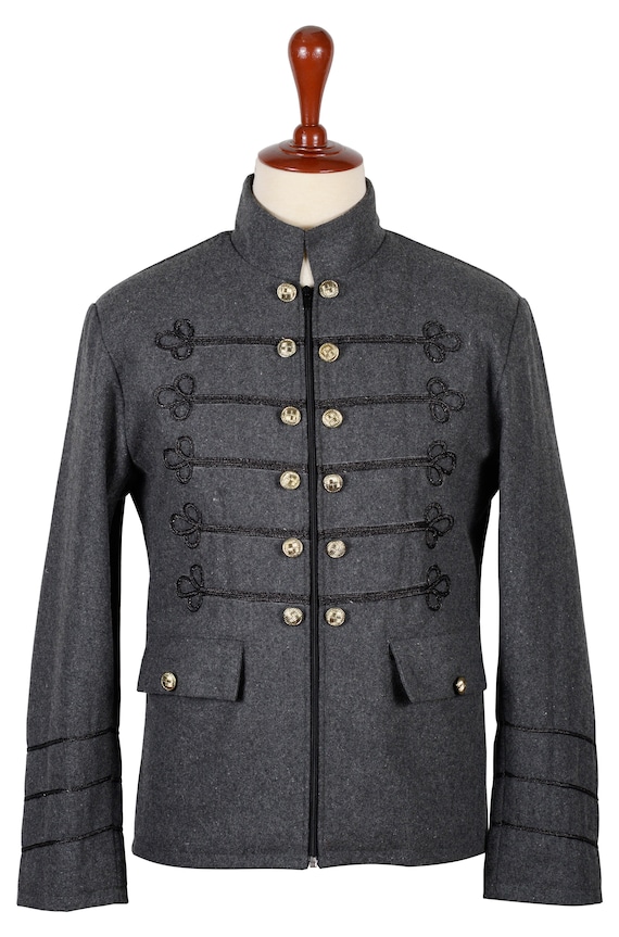 napoleon army jacket【NOT CONVENTIONAL】 Napolian Style Renaissance Military Zipper Jacket for Men