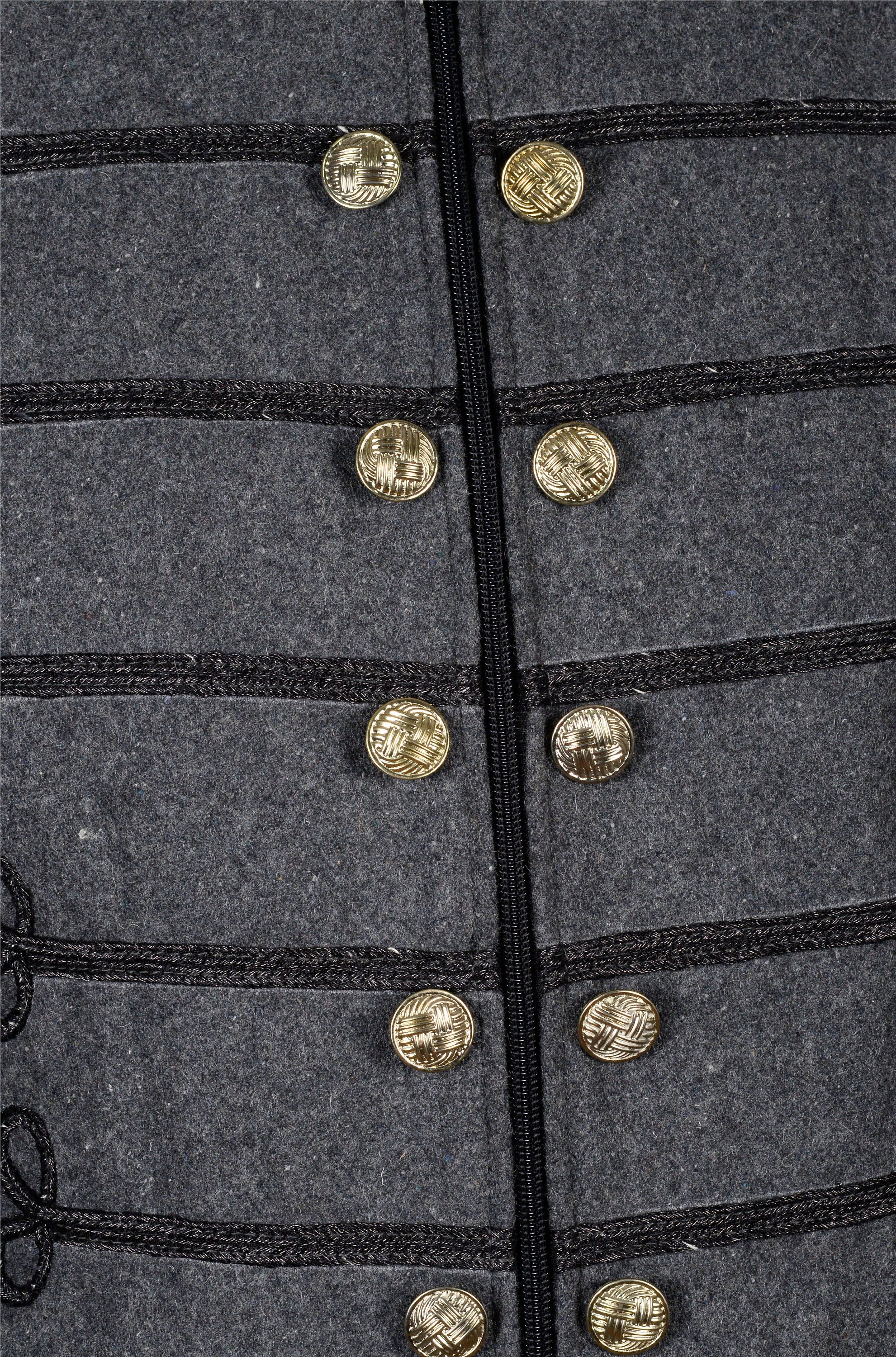 Napolian Style Renaissance Military Zipper Jacket for Men - Grey