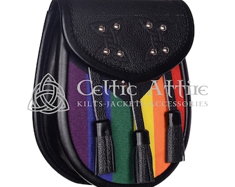 LGBTQ Pride Leather Sporran - Scottish Kilt Sporran - Pride Gift 2026 - Premium Leather Handmade Sporran Bag and Chain Strap