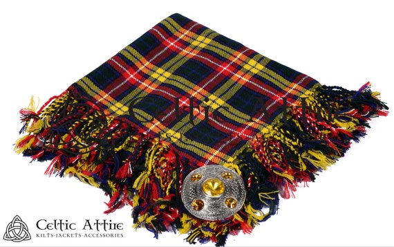 Tartan FLY PLAID Scottish Traditional Hand Fringed with FREE Brooch (Size 48X48) - Premium Handmade - 60 Tartan Choices