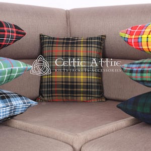 Coussin Tartan Gallois Howells – 14x14 Pouces – Laine, Doublure Lin/coton – Personnalisé